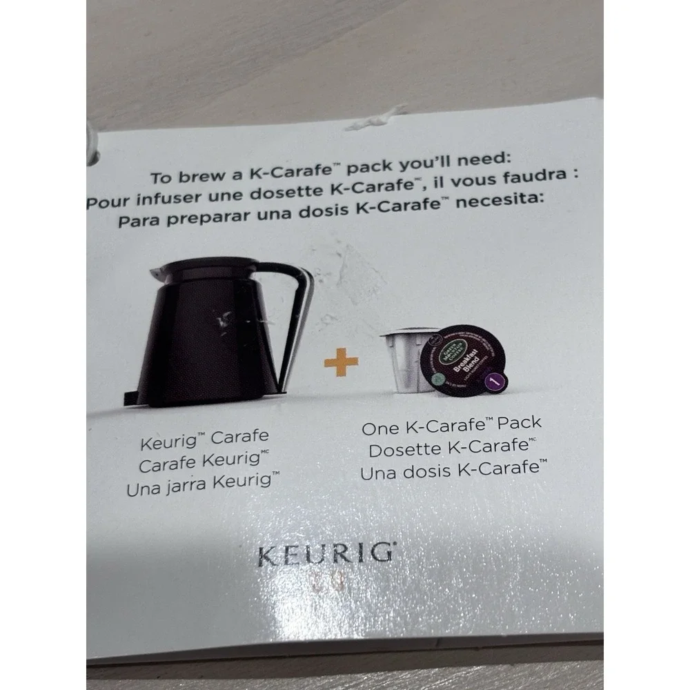 NWT Keurig 2.0 K-Carafe Pitcher Coffee Tea‎ Pot w/ Silver Handle K-Cup Black
